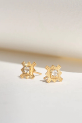Inka Studs Gold - White Zircon