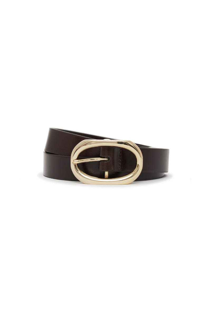 Small Signature Link Belt Dark Brown With Gold