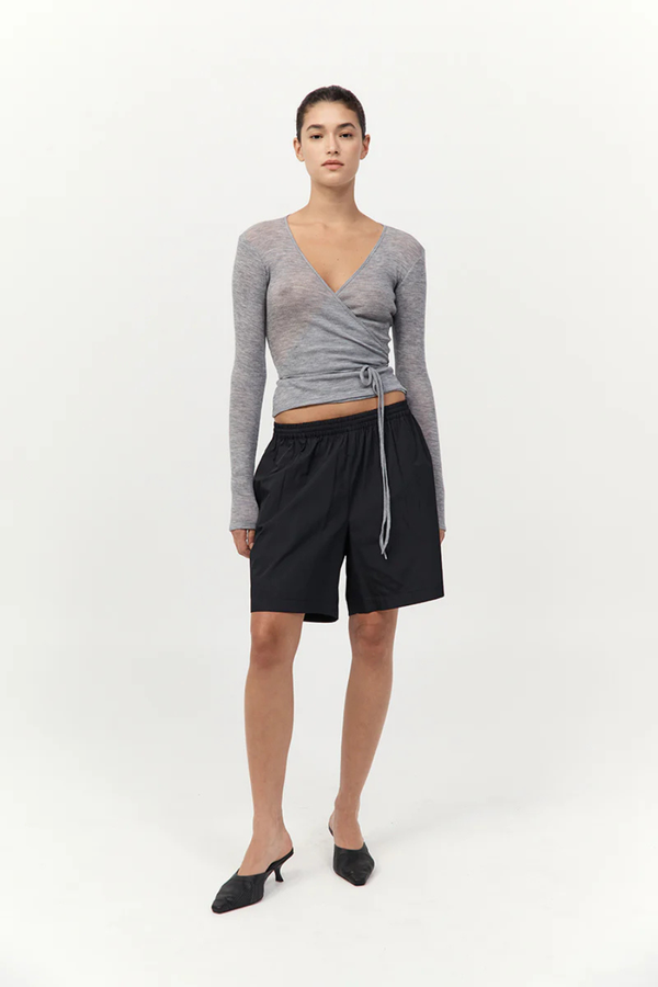 Baby Wool Wrap Top Grey Marle