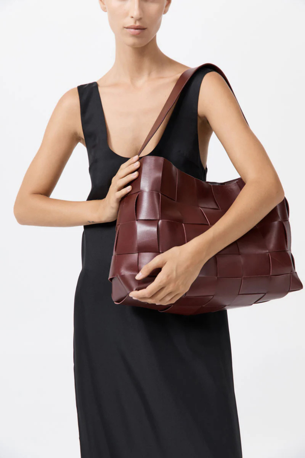 Woven Large Tote Plum