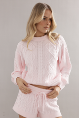 Cotton Cable Knit Jumper Pink