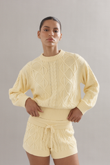 Cotton Cable Knit Jumper Yellow