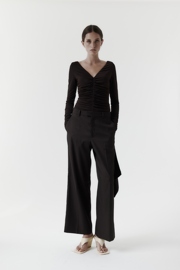 Ruched Long Sleeve Top Balsamic