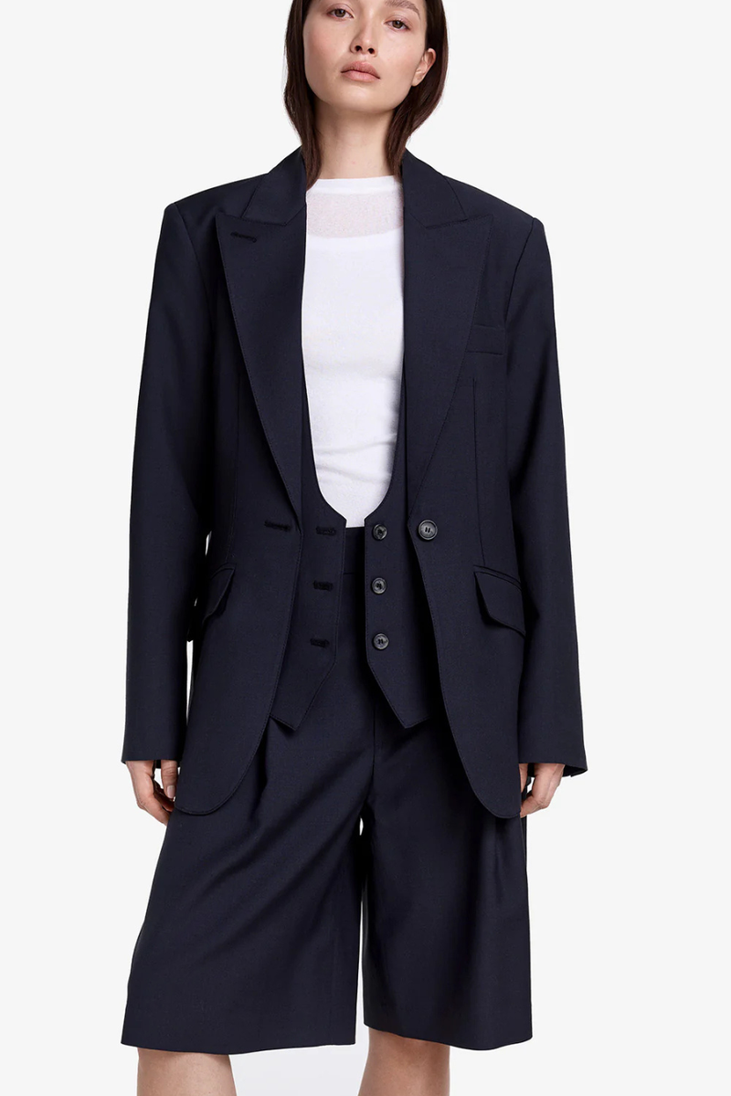 Oversized Layered Blazer With Detachable Vest Iron