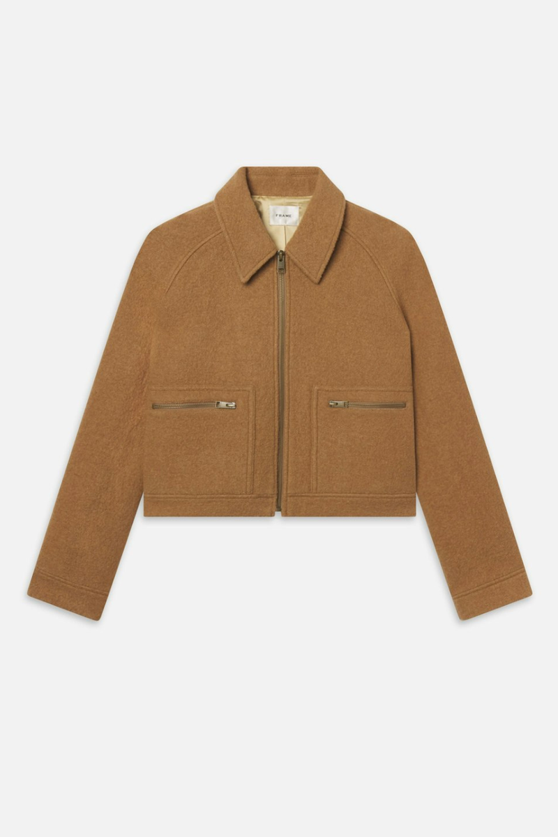 The Raglan Zip Front Jacket Camel