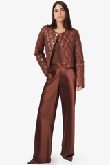Wanda Genuine Leather Jacket Mousse