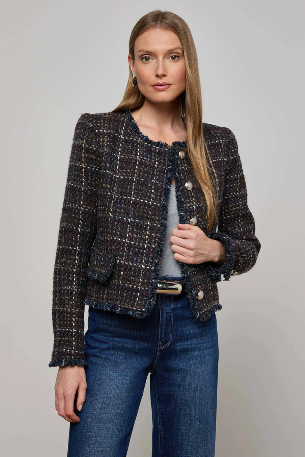 Zaya Tweed Jacket Midnight Brown Muti Tweed