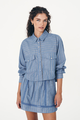 Cole Stripe Crop Shirt Lagoon