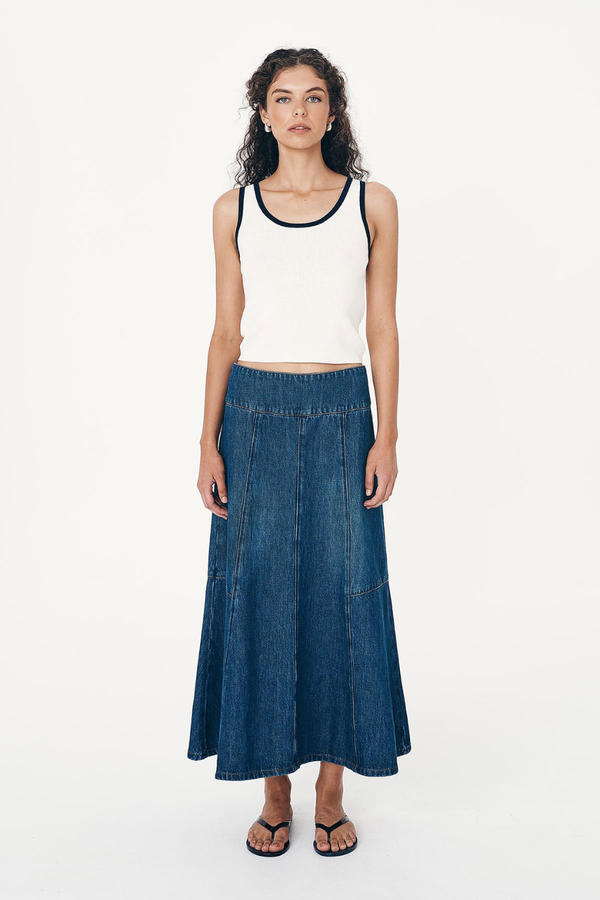 Vashti Denim Midi Skirt Classic Denim