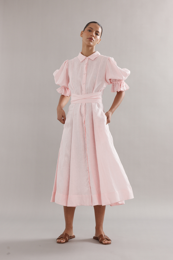 Bloom Dress Pink Linen