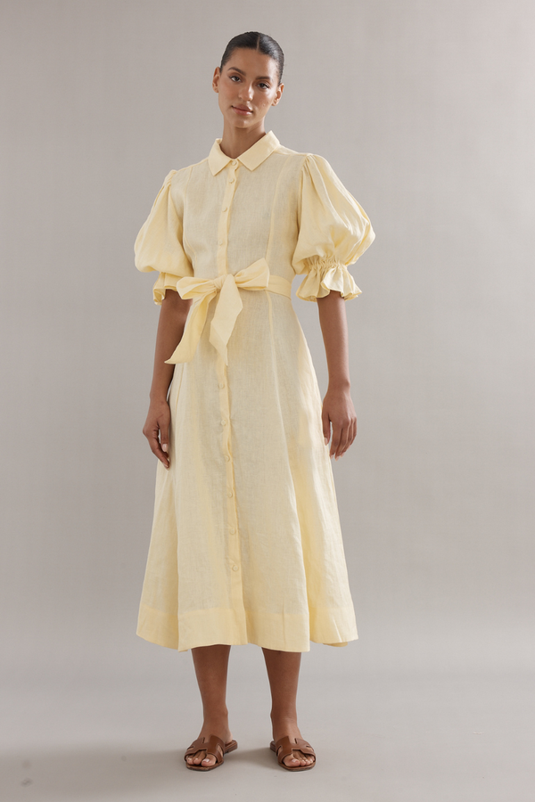 Bloom Dress Yellow Linen