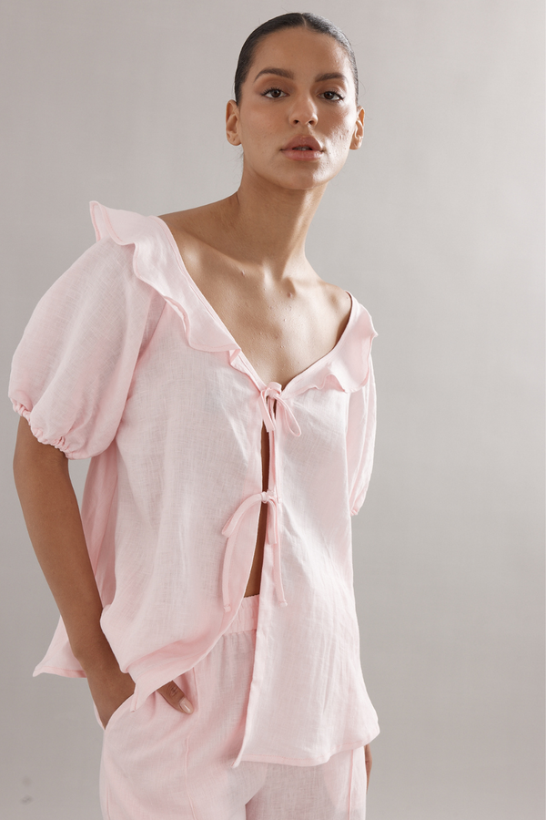 Little Darling Blouse Pink Linen