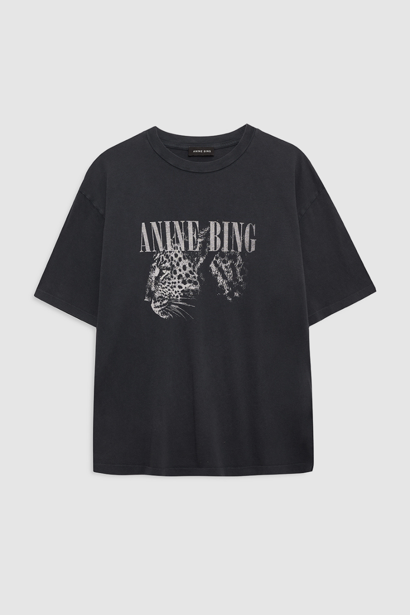 Cohen Tee Leopard Washed Black