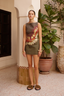 Marilyn Denim Mini Dress Khaki