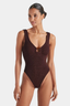 Celine Swim Metallic Chocolate