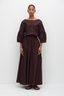 Gathered Yoke Midi Dress Aubergine