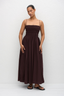 Shirred Bodice Dress Aubergine