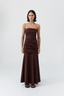Gathered Strapless Longline Dress Liqueur