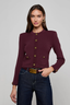 Patsy Crop Crew Cardigan Malbec/ Gold