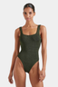 Square Neck Swim Metallic Khaki