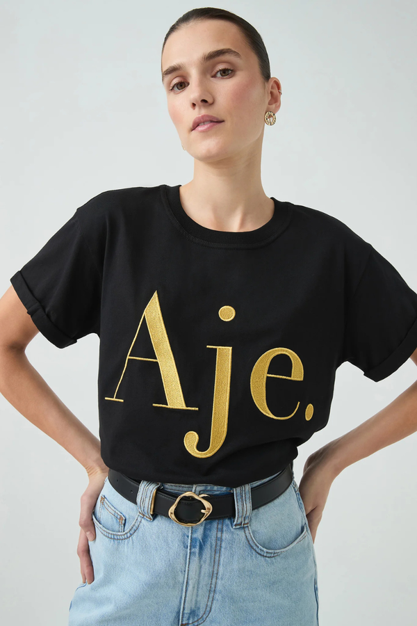 Song Embroidered Logo Tee Black