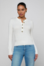 Ronda Knit Henley Pullover Ivory/ Gold