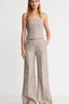High Rise Wide Leg Pant Taupe Tweed