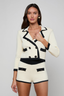 Janu Cropped Knit Jacket Vintage White/ Black