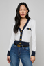 Taya V-Neck Cardigan White/ Midnight