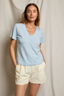 Hendrix Cotton Boxy V Neck Tee Powder Blue