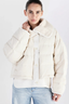 Gloria Mixed Media Puffer Jacket Off White