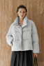 Alpaca Hair Goose Puffer Jacket Light Grey