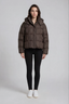 Goose Puffer Removable Hood Jacket Brown