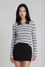 Striped Wool Sweater Azure/ Brown