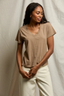 Hendrix Cotton Boxy V Neck Mocha