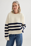 Oversized Stripe Crew Ivory/ Midnight