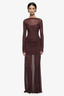 Marabou Long Sleeve Maxi Dress Aubergine