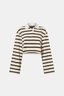 Liat Stripe Crop Polo Top Soft White Stripe