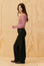 Emma Knit Long Sleeve Burgundy Pink Stripe