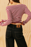 Emma Knit Long Sleeve Burgundy Pink Stripe