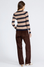 Teresa Silk Blend Stripe Crew Navy Stripe