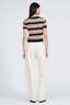 Teresa Silk Blend Short Sleeve Cardigan Navy Stripe