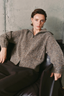 Collared Cashmere Zip-Up Dark Yellow/ Brown
