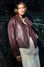 Alya Cinch Leather Jacket Merlot