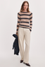 Teresa Silk Blend Stripe Crew Navy Stripe