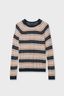 Teresa Silk Blend Stripe Crew Navy Stripe