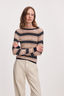 Teresa Silk Blend Stripe Crew Navy Stripe