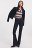 Teresa Silk Blend Short Sleeve Cardigan Navy Stripe
