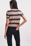 Teresa Silk Blend Short Sleeve Cardigan Navy Stripe
