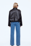 Faux Leather Biker Jacket Brown